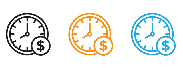 Poster - Time is money icon Flat vector set outline