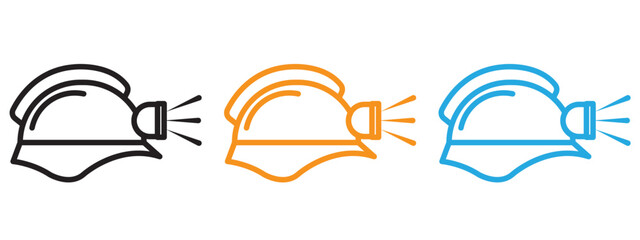 Poster - Torch helmet icon Flat vector set outline