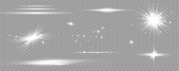 Wall Mural - set of light effects. glare and flash. bright beams of light. glowing lines. vector illustration.dus