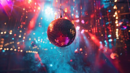 Poster - Artistic entertainment concept with defocused disco lights and show ambiance