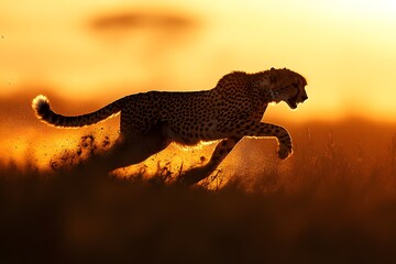 Poster - cheetah in the sunset