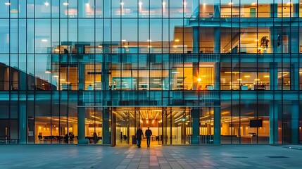 Poster - Modern Architecture of Insurance Company Headquarters with Professional Atmosphere and Efficient Employees