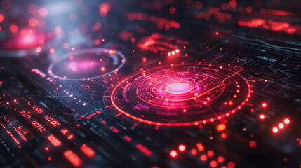 Poster - A computer screen with a red glowing circle in the middle