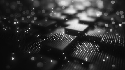Poster - A black and white image of a pattern of squares with a lot of dots