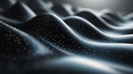 Poster - The image is a black and white photo of a wave with a lot of dots on it