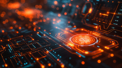 Poster - A computer screen with a glowing orange circle in the middle