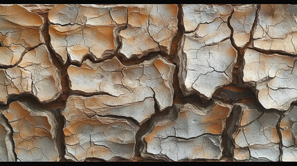 A rock with cracks and holes in it. The cracks are deep and the rock appears to be weathered