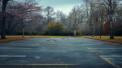 parking lot empty park spring : Generative AI