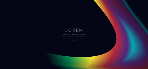 colorful gradient wave and light on black background.