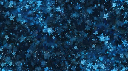 Poster - A dark blue background with a pattern of lighter blue stars, creating a sense of wonder and magic. The enchanting and dreamy design is perfect for fantasy themes