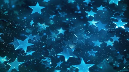 Poster - A dark blue background with a pattern of lighter blue stars, creating a sense of wonder and magic. The enchanting and dreamy design is perfect for fantasy themes