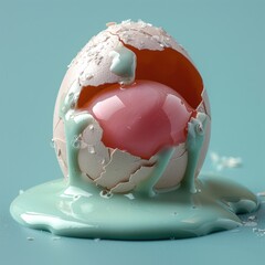 Poster - cracked egg with pink liquid inside