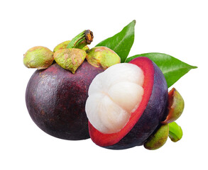 Canvas Print - mangosteen isolated on white background.