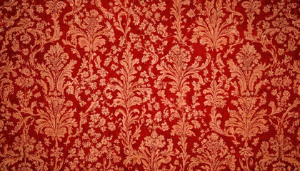 Wall Mural - Vintage Red Floral Damask Pattern Background