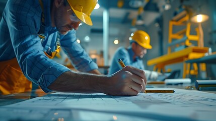 Aufkleber - Civil and construction engineers are working on a blueprint drawing with precision to guarantee a flawless result : Generative AI