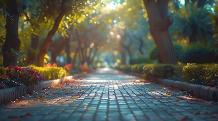 Poster - An empty park alley on a spring day : Generative AI