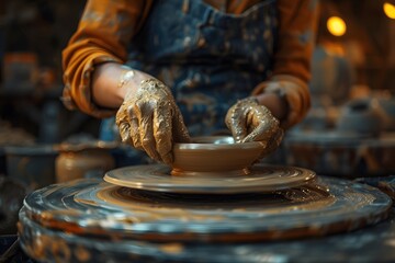 Sticker - Crafting Elegance: A Potter's Touch in Clay