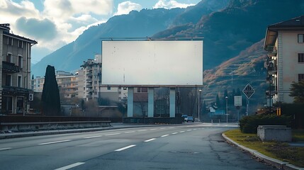 Aufkleber - Blank billboard on the side of the road in lugano : Generative AI