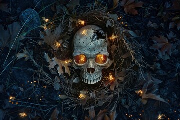 Wall Mural - Eerie Skull with Glowing Eyes