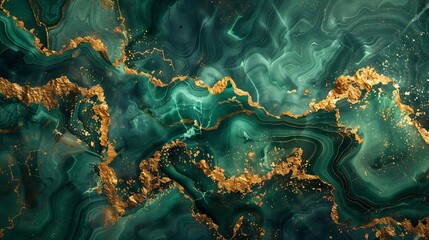 Poster - Processed collage of emerald green and gold marble texture Background for banner backdrop or texture for 3D mapping : Generative AI
