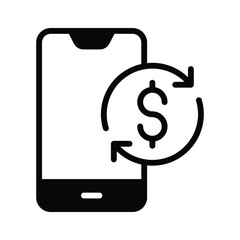 Wall Mural - A mobile phone with a dollar sign shows a flat icon of online payment