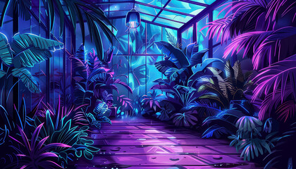 Wall Mural - A neon green tunnel with plants and trees