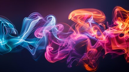 Poster - Colorful smoke trails intertwining and forming abstract shapes in mid-air