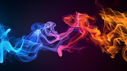 Poster - Colorful smoke trails intertwining and forming abstract shapes in mid-air