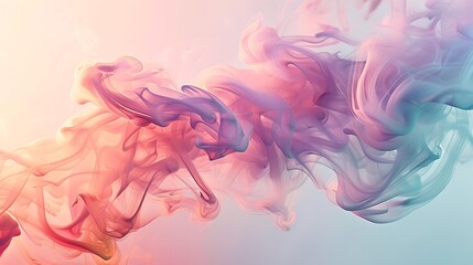 Poster - Soft, pastel-colored smoke drifting and merging on a neutral background