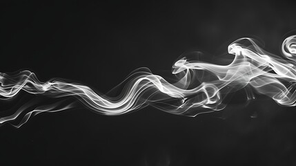 Poster - Wisps of ethereal white smoke rising gracefully on a black backdrop