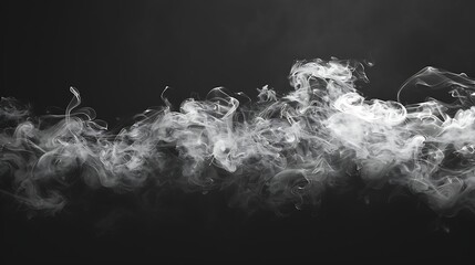 Poster - Wisps of ethereal white smoke rising gracefully on a black backdrop
