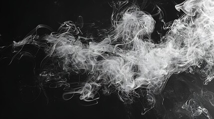 Poster - Wisps of ethereal white smoke rising gracefully on a black backdrop