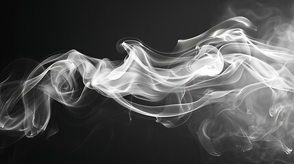Poster - Wisps of ethereal white smoke rising gracefully on a black backdrop