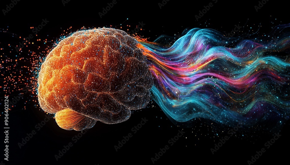 Hemispheric Harmony, human brain with the left side shown as a series ...