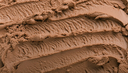 Wall Mural - Closeup of brown ice cream surface texture