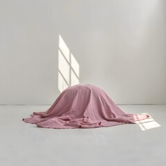 Wall Mural - Pink Cloth Draped Over Object on White Background