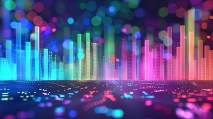 Wall Mural - A Cityscape of Vibrant, Illuminated, Abstract Structures