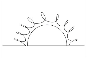 Wall Mural - Continuous one line drawing sun art Summer sun contour line sign line art illustration