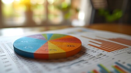 Poster - Close up of Detailed Pie Chart on Financial Planning Document Showcasing Investment Categories
