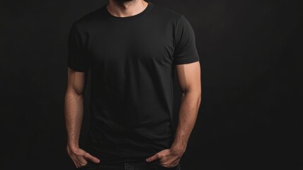 Canvas Print - Black T-Shirt front and back, Mock up template for design print