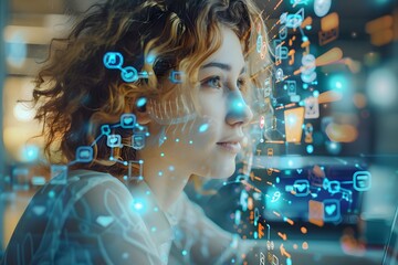 Poster - Exploring the Digital World: A Young Woman Engaged with Technology and Social Media