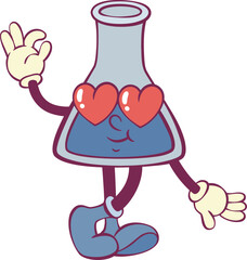 Aufkleber - Test tube retro groovy mascot