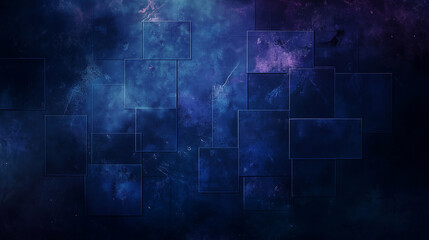 Wall Mural - A blue background with a lot of squares and stars. The squares are in different sizes and colors