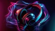 © Estebian Darger - Casque audio sur fond sombre avec effets lumineux colorés