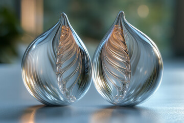 Poster - Elegant representation of a pair of silicone implants arranged symmetrically, highlighting their form,