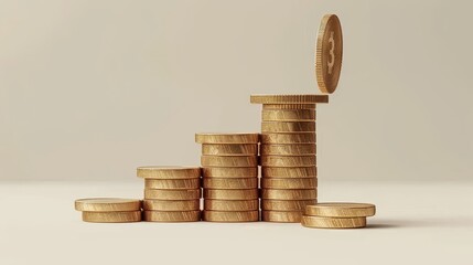 Wall Mural - Stacked Gold Coins Representing Growth and Success