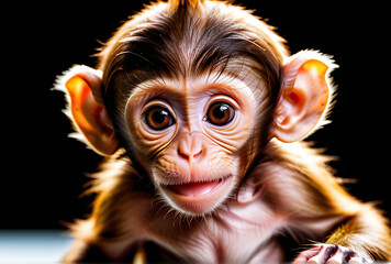 Wall Mural - baby monkey isolated white background high resolution high details vibrant