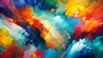 Poster - Vibrant Abstract Color Splash Painting with Copy Space

