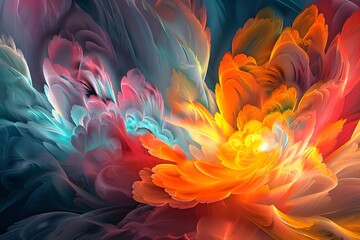 Wall Mural - Vibrant Abstract Floral Explosion in Vivid Colors