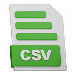 csv file 3d icon isolated on the transparent background